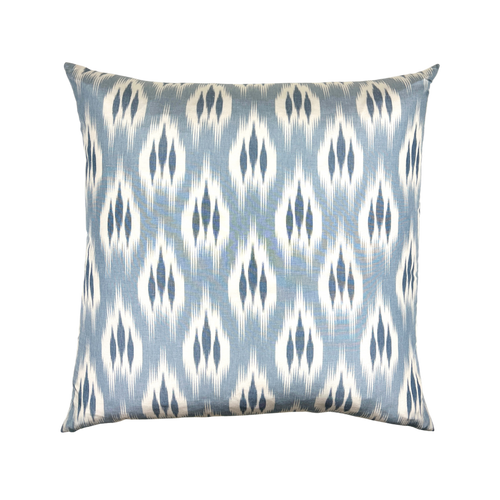Blue Silk Printed Square Throw Pillow