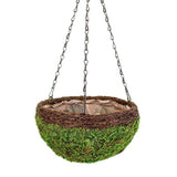 Wicker-Rimmed Moss Hanging Basket