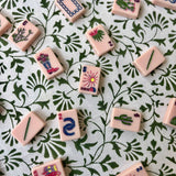 Trailing Florets Mahjong Tablecloth in Green