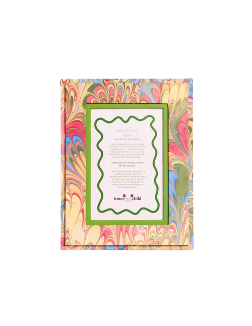 Hand-Marbled Picture Frame in Multicolor, 4x6