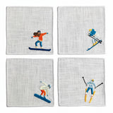 Embroider Winter Sport Olympics Cocktail Napkins set of 4