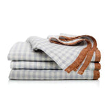 Two-Tone Gingham Blue/Cognac Napkins 20x20 - Set of 4: Blue/Cognac