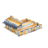 Nesting Scalloped Hand-Marbled Trays in Golden Blue: Large Tray