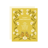 Anniversary Greeting Card Daisies & Butterflies
