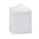 Jardin Linen Tissue Box Cover: White on Natural