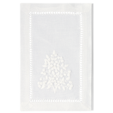 Jardin Linen Oblong Cocktail Napkin: White on Sky Blue