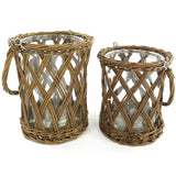 Classic Glass and Wicker Vase: Large
