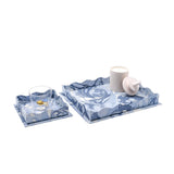 Nesting Scalloped Hand-Marbled Trays in Ocean Wave: Small Tray