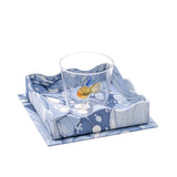 Nesting Scalloped Hand-Marbled Trays in Ocean Wave: Small Tray