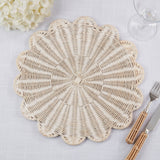 White Scalloped Rattan Placemat