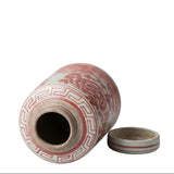 Red and White Porcelain Peony Cylinder Caddy