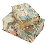 Hand-Marbled Keepsake Box Set in Flatiron Feathers: Small