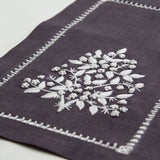 Jardin Linen Oblong Cocktail Napkin: White on Sky Blue
