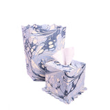 Hand-Marbled Scallop Waste Bin / Storage Bin in Ocean Wave