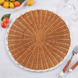 Two-Tone Rattan Placemat: Caramel / 15"