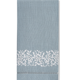 Jardin Linen Hand Towel: White on Sky Blue