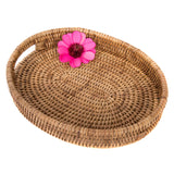 Handwoven Rattan Oval Vanity Tray