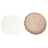 Round Rattan & Glass Serving Tray