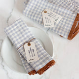Two-Tone Gingham Blue/Cognac Napkins 20x20 - Set of 4: Blue/Cognac