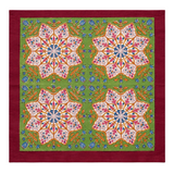 Floral Medallion Linen Napkin – Green & Burgundy