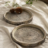 Cement Faux Bois Saucer