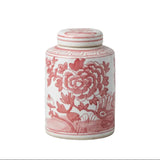 Red and White Porcelain Peony Cylinder Caddy