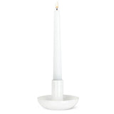 Petite White Glass Taper Holder
