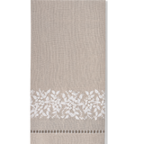 Jardin Linen Hand Towel: White on Taupe