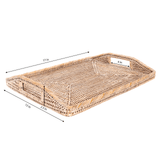 Rectangular Rattan and Glass Serving Tray