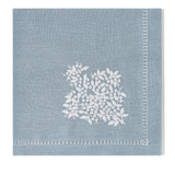 Jardin Linen Napkin: White on Sky Blue Set of 4