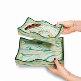 Weezie Lacquer Tray Marbled Moss Large