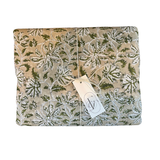 Green Floral Canvas Painted Table Cloth 120x70"