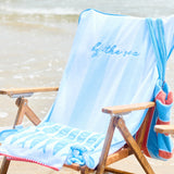 Weezie Light Blue Stripe Beach Chair Cover