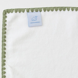 Weezie Stitched Edge Powder Bath Towel Green on White Set