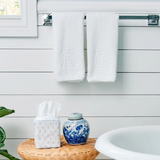 Weezie Signature Hand Towels White on White Set