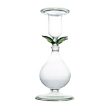 Blown Glass Taper Holder Green Leaf Detailing