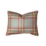 Cranberry and Blue Check Pattern Lumbar Pillow