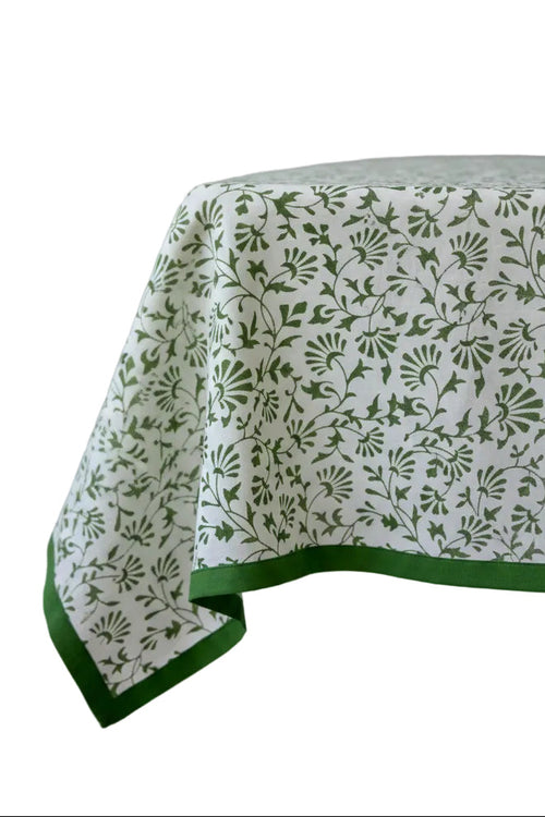 Trailing Florets Mahjong Tablecloth in Green