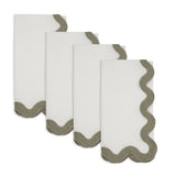 Linen Ric-Rac Border Dinner Napkin in Olive (Set of 4)
