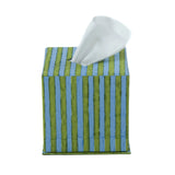 Blue Stripes Tissue Box Cover in Green