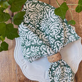 Gathered Garden Green Blockprint Napkins (Set of 4)