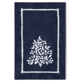 Jardin Linen Oblong Cocktail Napkin: White on Sky Blue