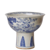 Blue and White Porcelain Three Friends Footed Bowl