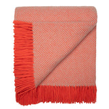 Highland Tweeds Wool Herringbone Throw ~ Flamingo