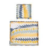 Nesting Scalloped Hand-Marbled Trays in Golden Blue: Large Tray