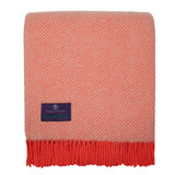 Highland Tweeds Wool Herringbone Throw ~ Flamingo
