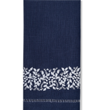 Jardin Linen Hand Towel: White on Taupe