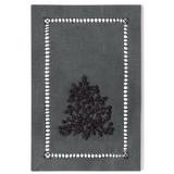 Jardin Linen Oblong Cocktail Napkin: White on Sky Blue
