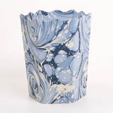 Hand-Marbled Scallop Waste Bin / Storage Bin in Ocean Wave