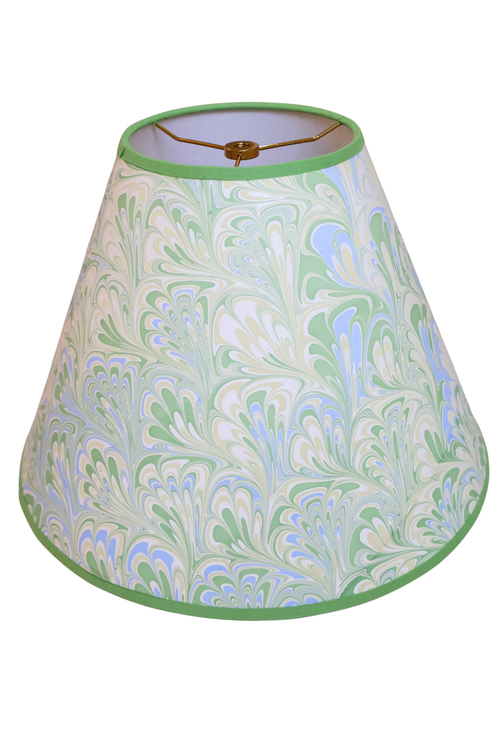Seaglass Feathers Hand Marbled 16" Lampshade